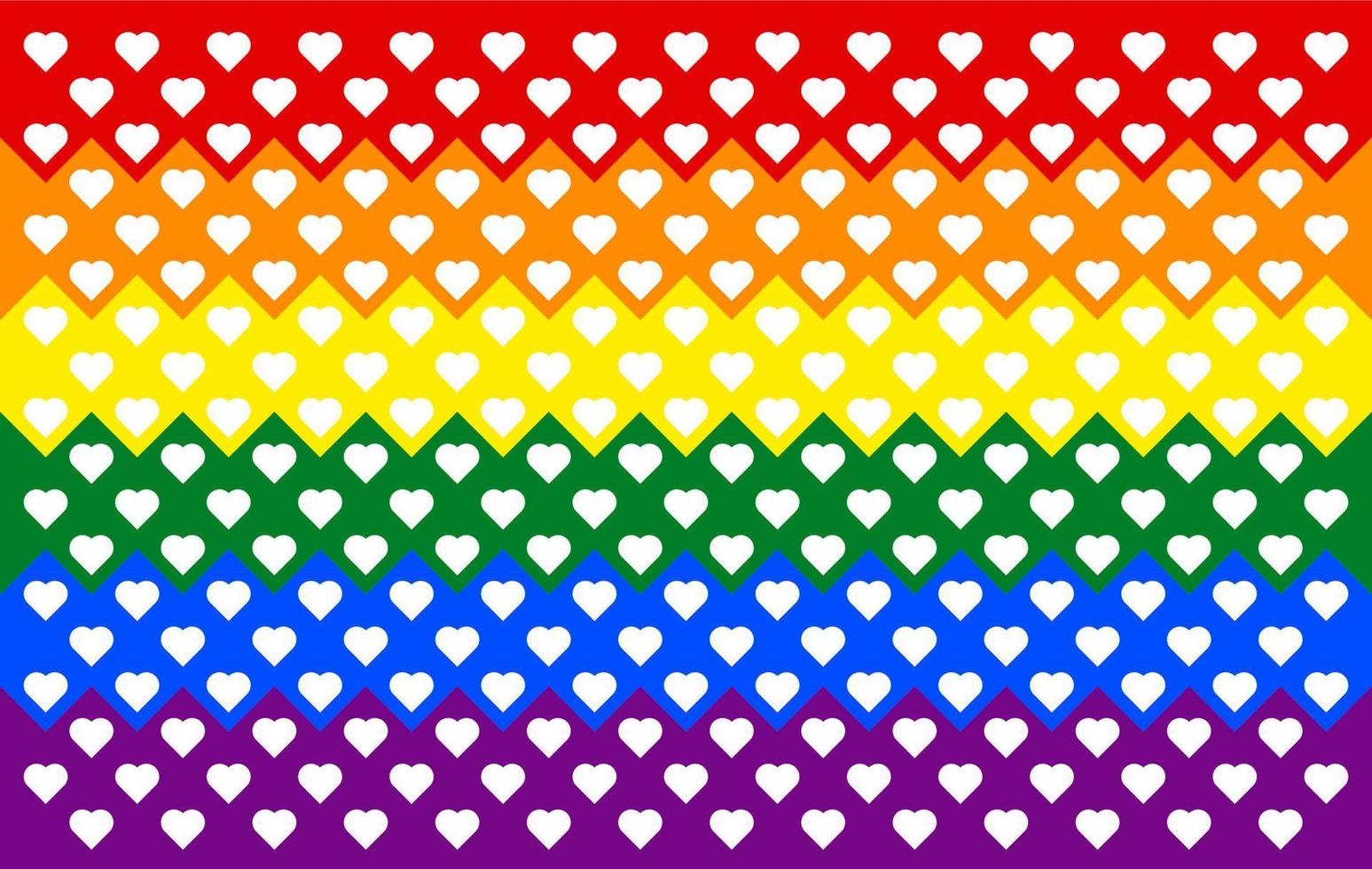 Homosexual valentine day concept. Gay and LGBTQIA pride flag. Rainbow color seamless heart shape background pattern. Design texture for fabric, banner, poster, backdrop, wall. Vector illustration.