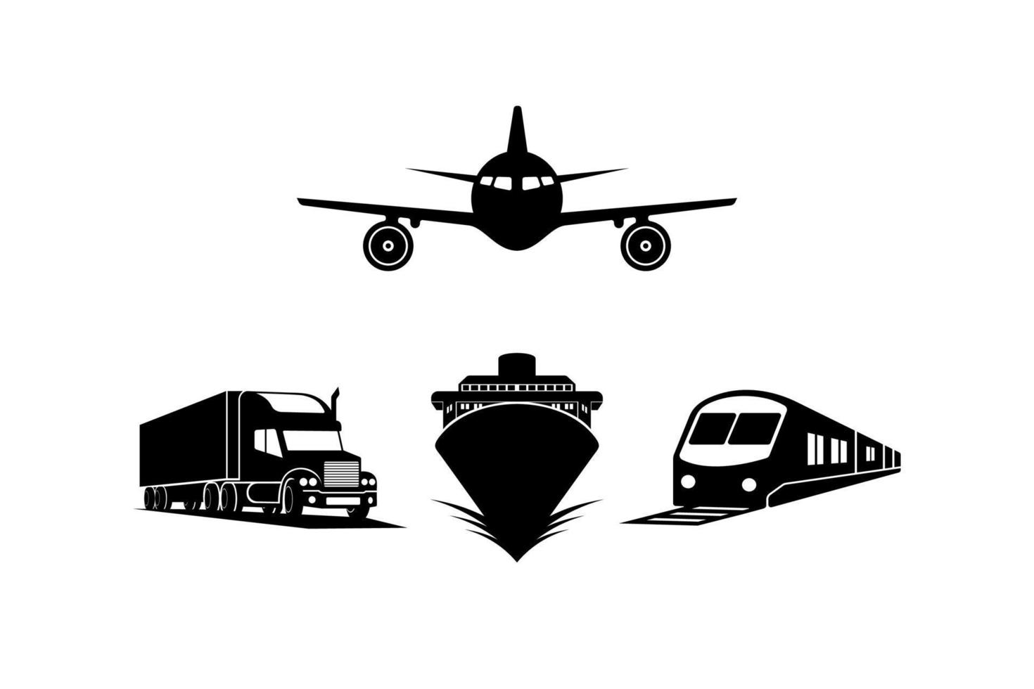 logotipo de ilustración de vector de icono de transporte blanco negro