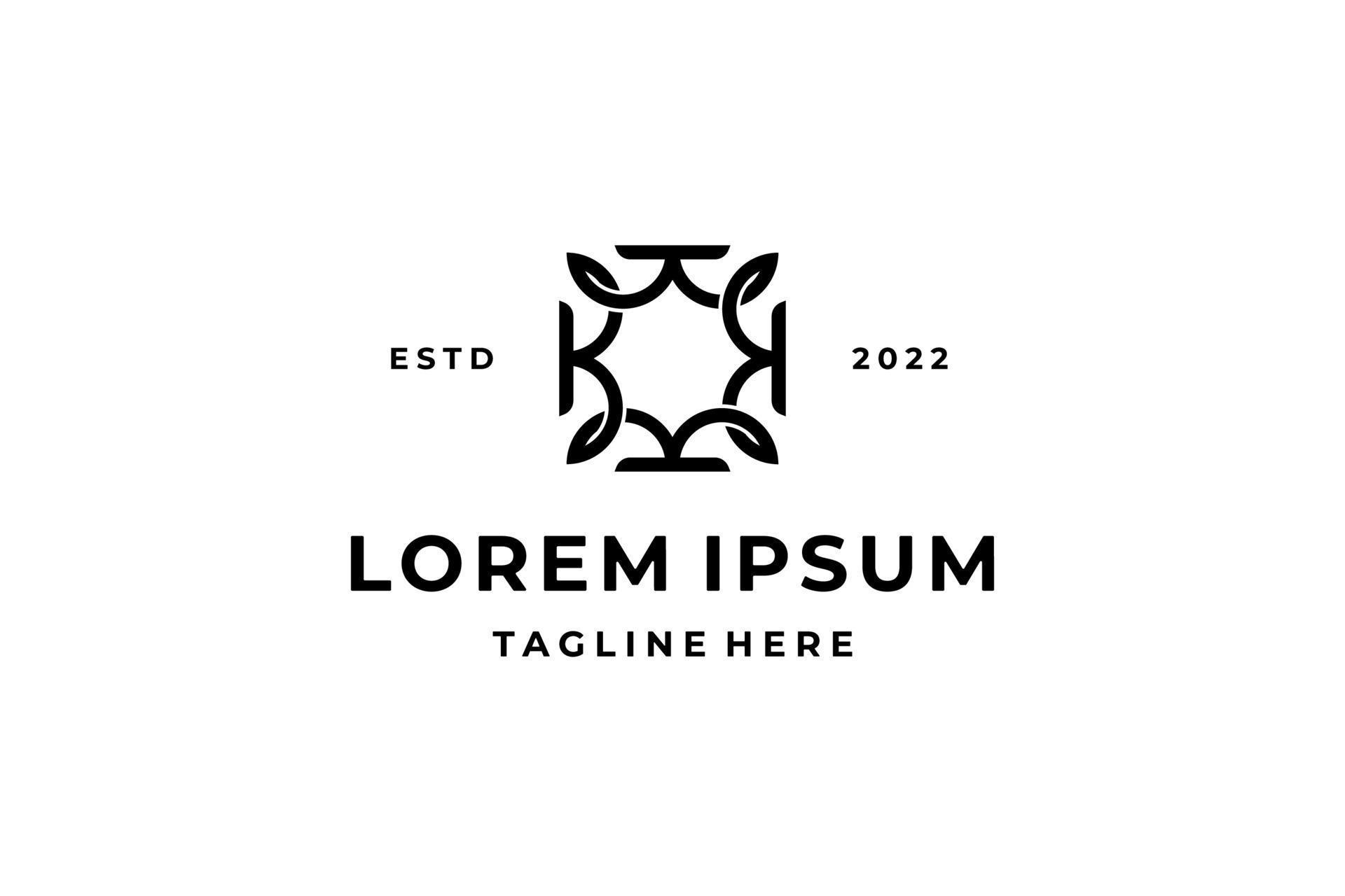 black white initial letter k square flower logo 18927989 Vector Art at