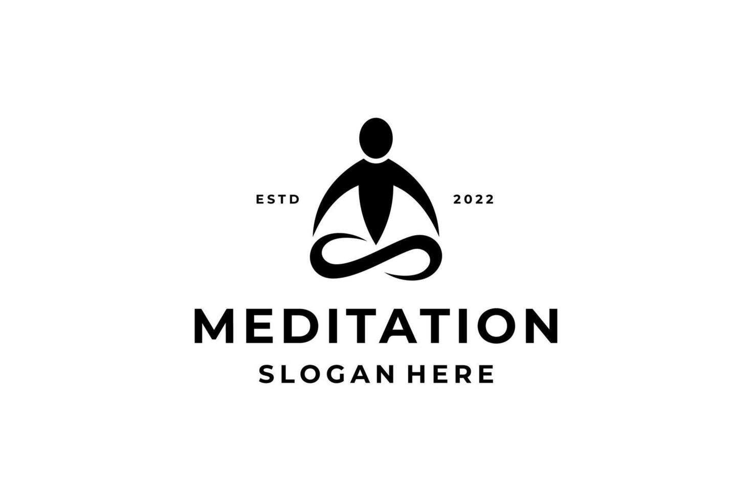 black white meditation people logo vector