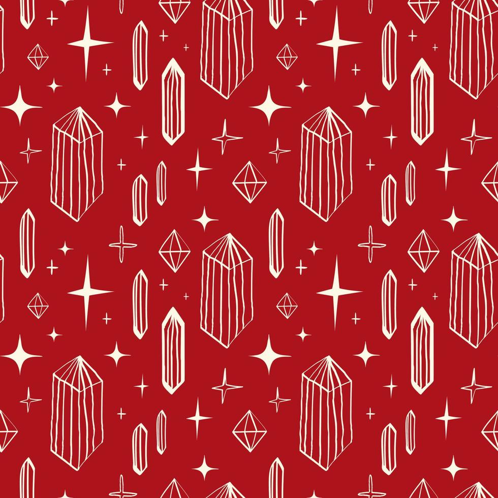 magical crystals and mystical gems seamless pattern vector