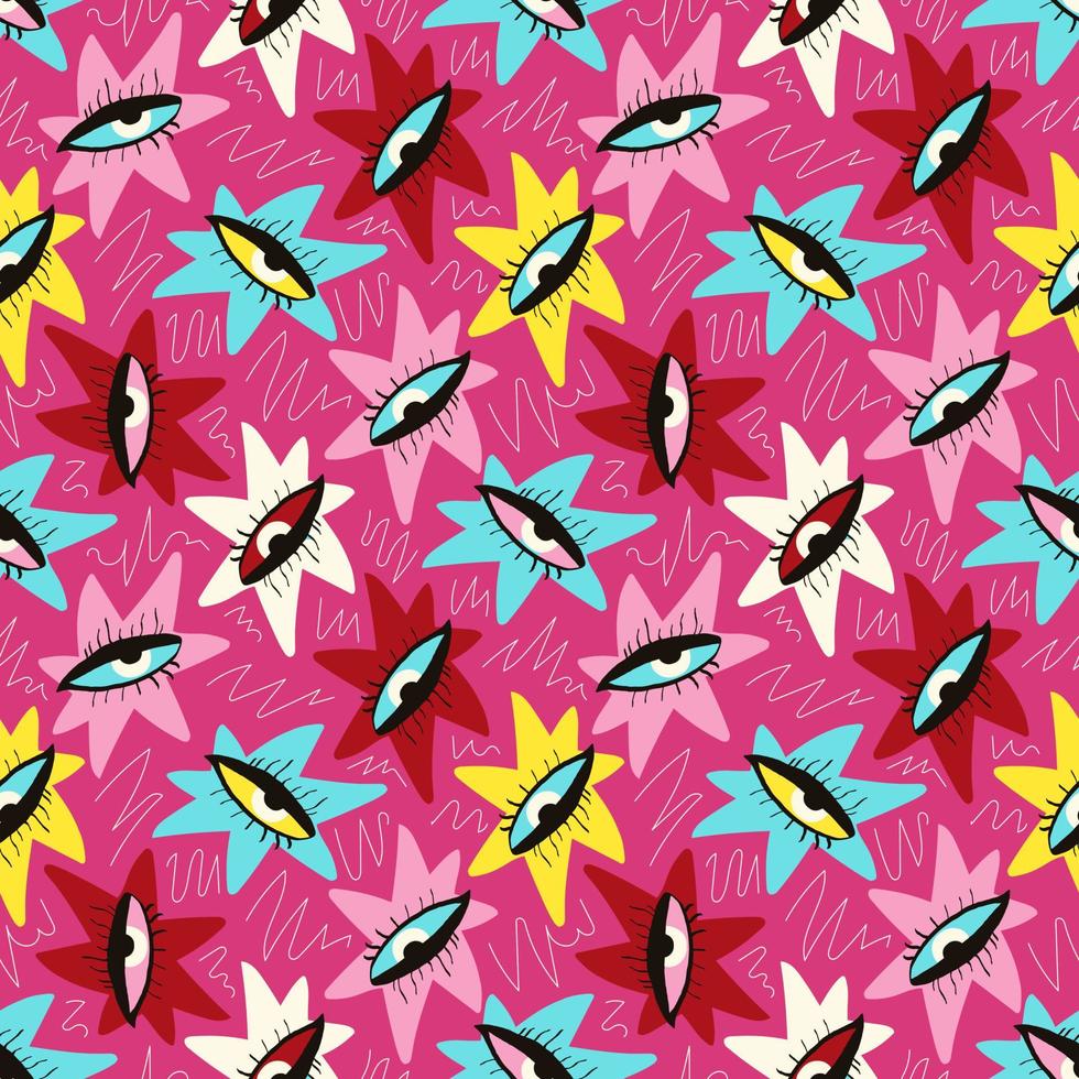 seamless pattern with Ethnical magical mystical eyes. vector