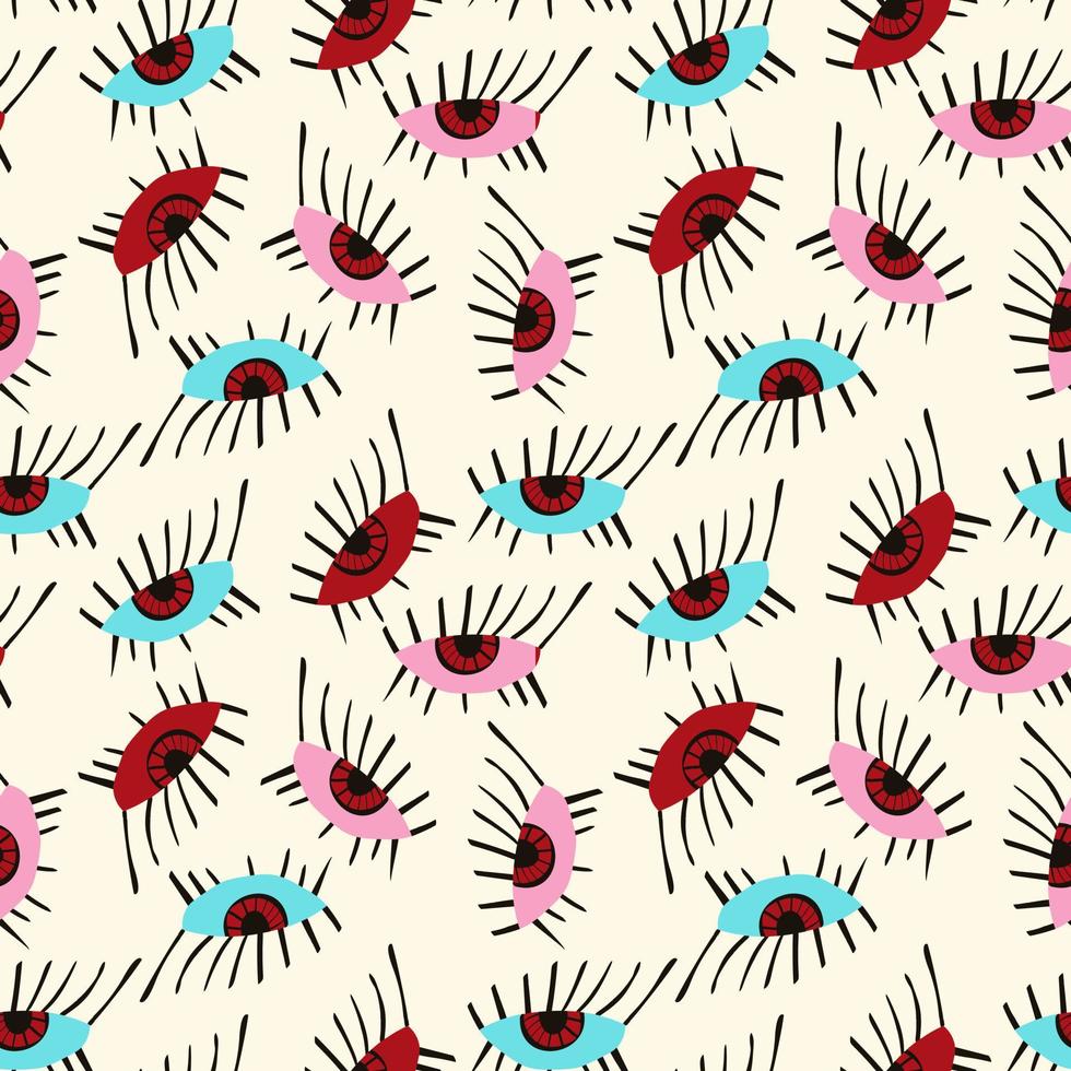 seamless pattern with Ethnical magical mystical eyes. vector