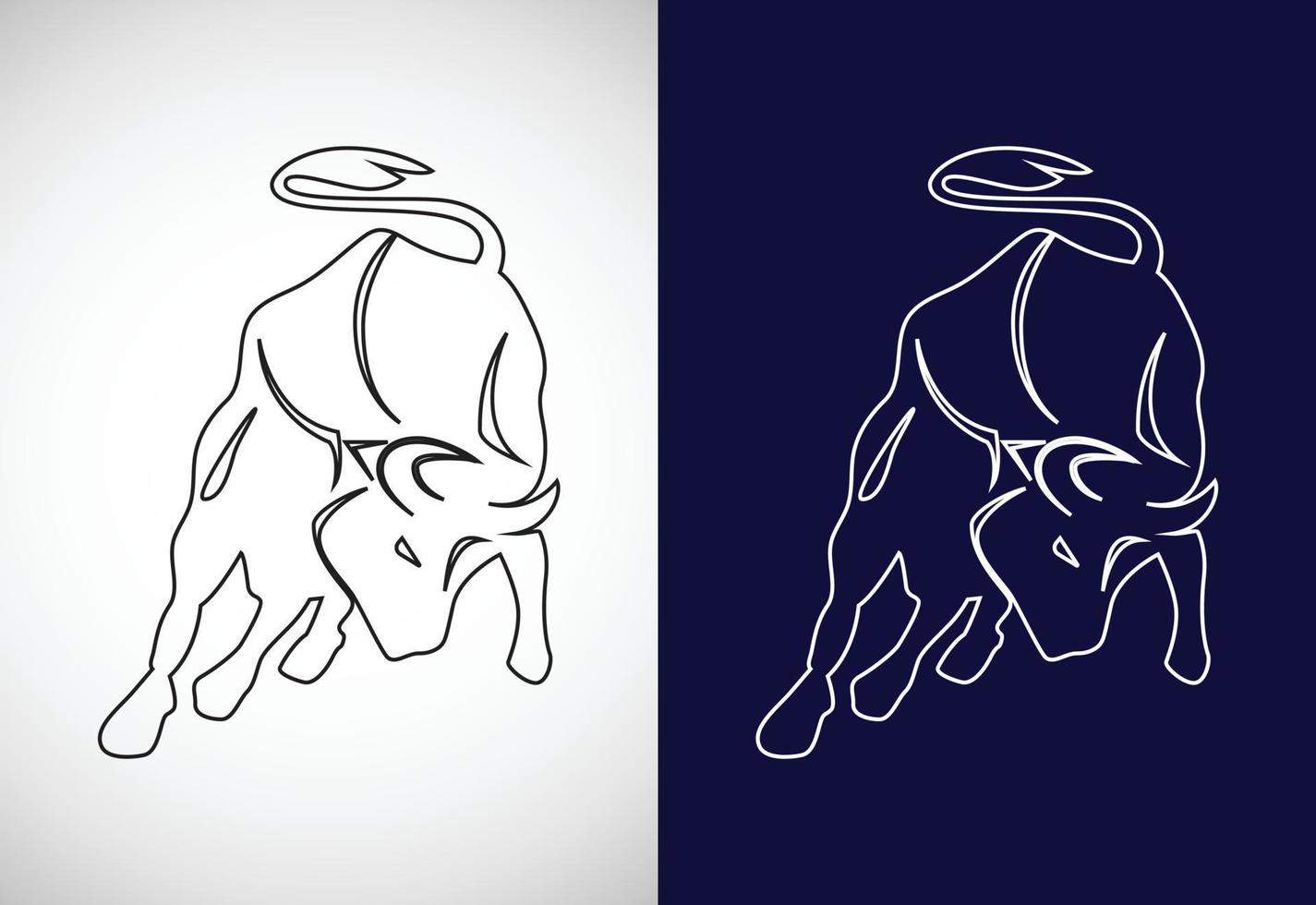 Line art bull logo, Bull logo design vector template,