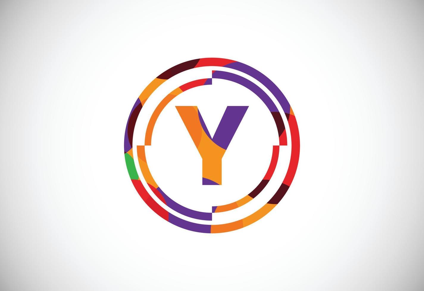 Letters Y with circle frames low poly art style. English alphabet, vector illustration