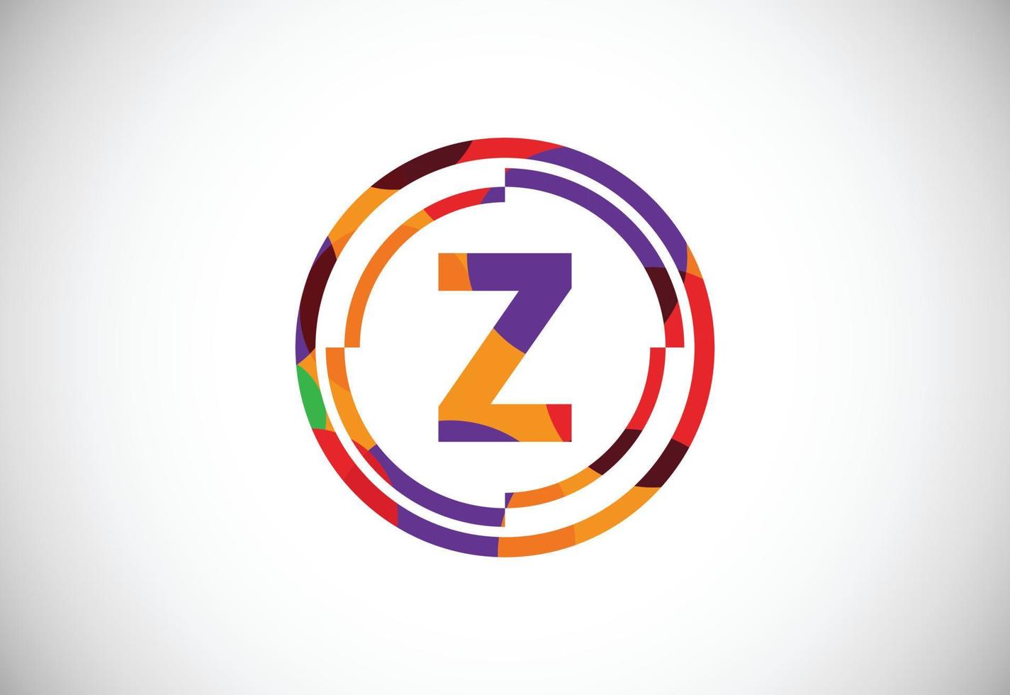 Letters Z with circle frames low poly art style. English alphabet, vector illustration