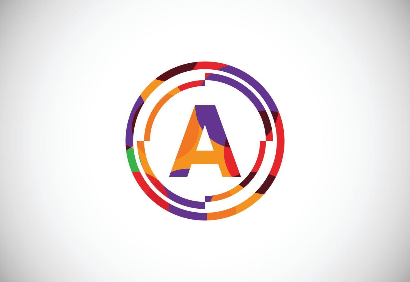 Letters A with circle frames low poly art style. English alphabet, vector illustration