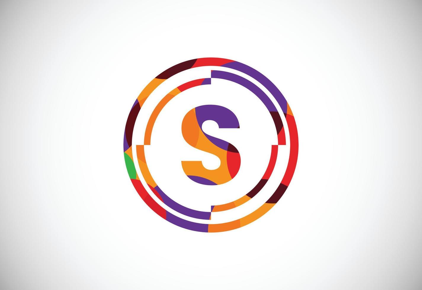 Letters S with circle frames low poly art style. English alphabet, vector illustration