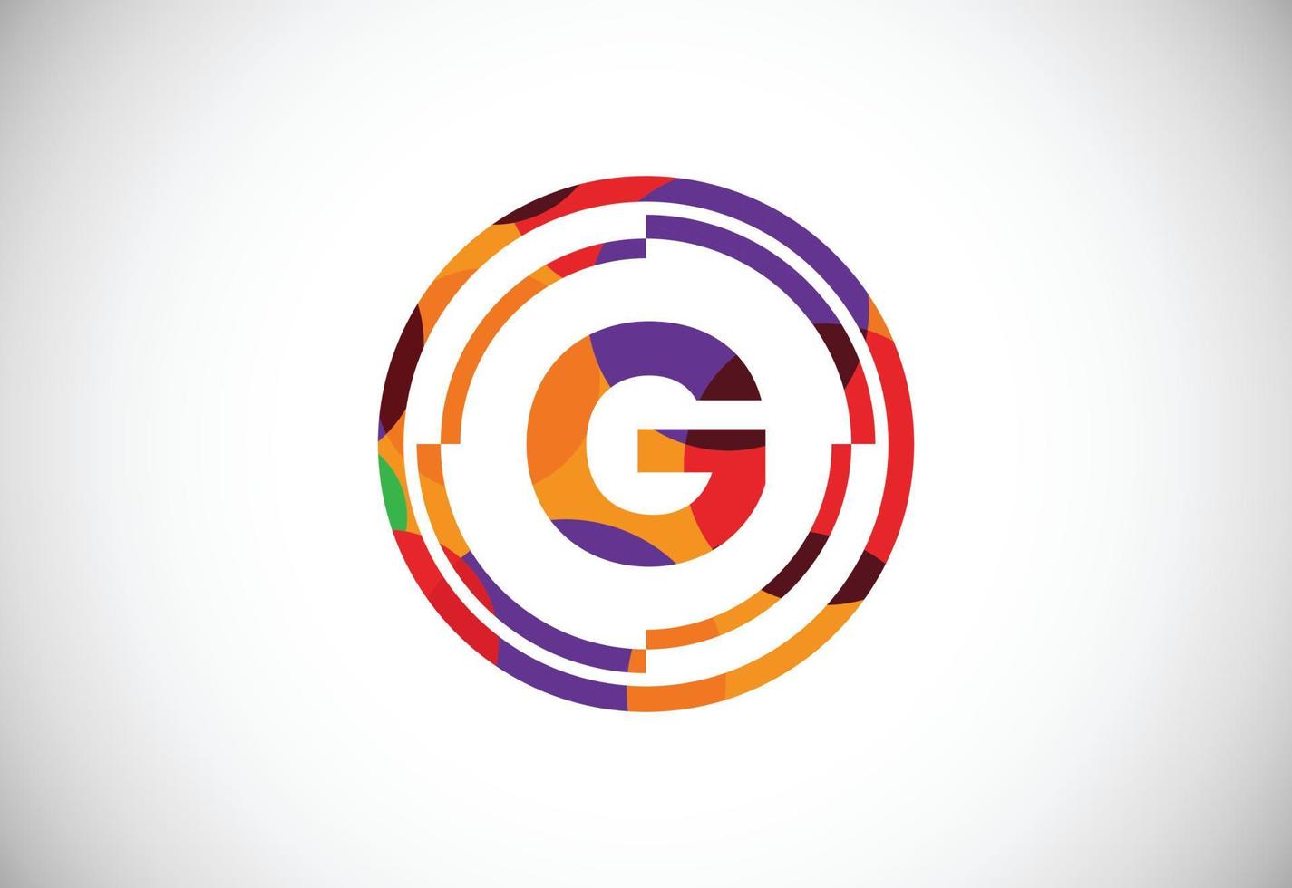 Letters G with circle frames low poly art style. English alphabet, vector illustration