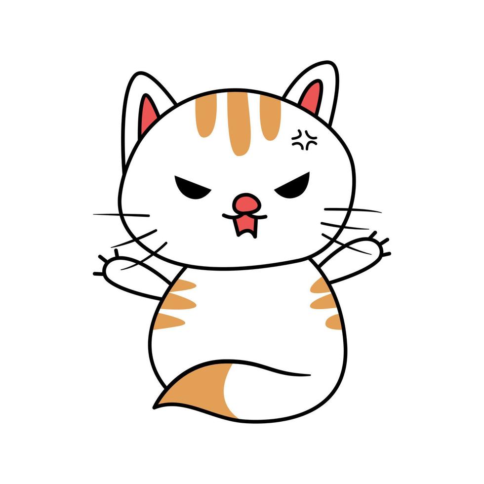 lindo gato enojado vector icono ilustración