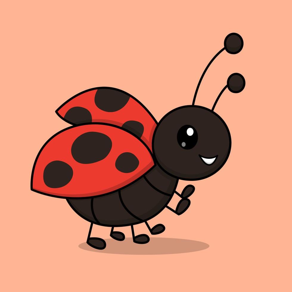 Cute ladybug cartoon vector icon illustration