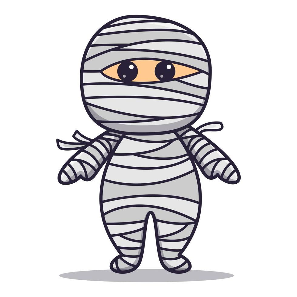 Cute mummy cartoon vector icon illustration