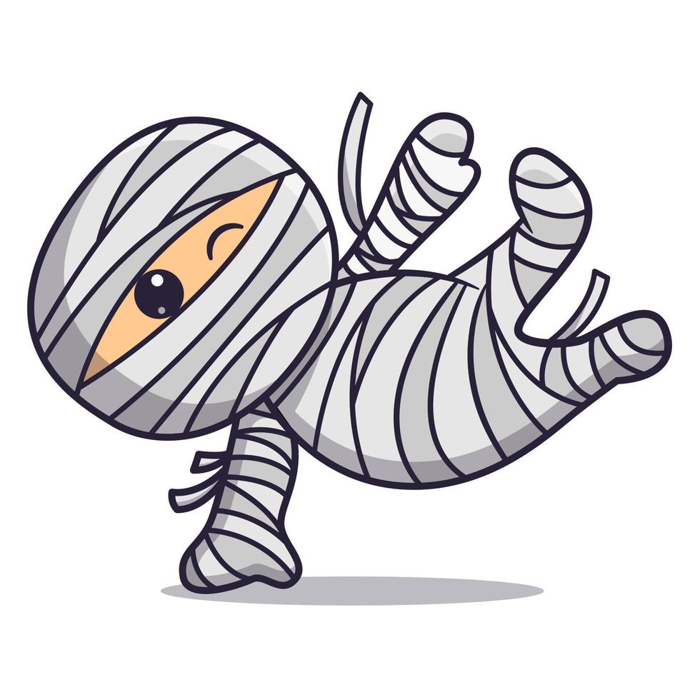 Cute mummy freestyle cartoon vector icon illustration