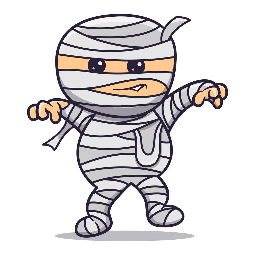 Cute mummy angry cartoon vector icon illustration