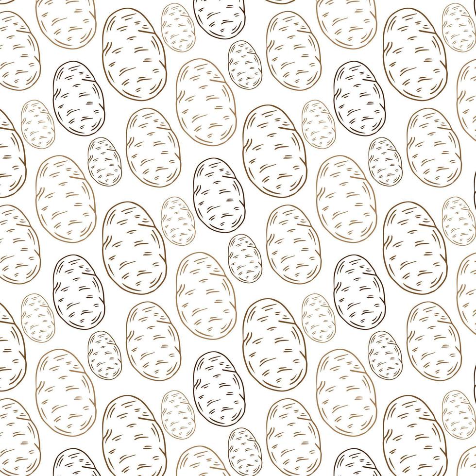 seamless texture of colored contours of potatoes on a white background vector