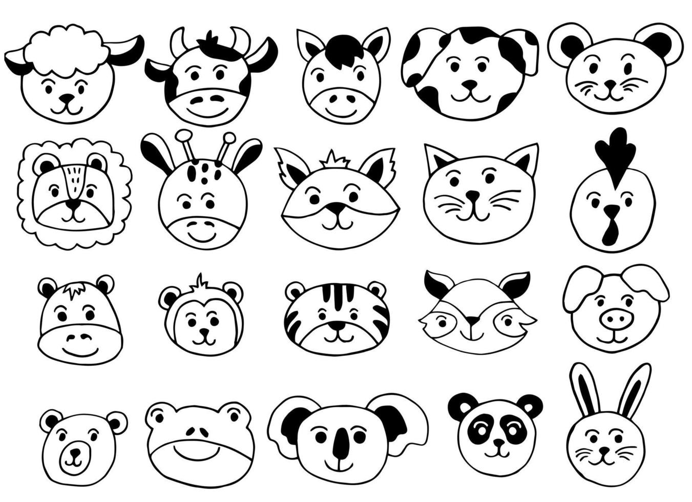 Doodle set illustration of an animal icon. vector