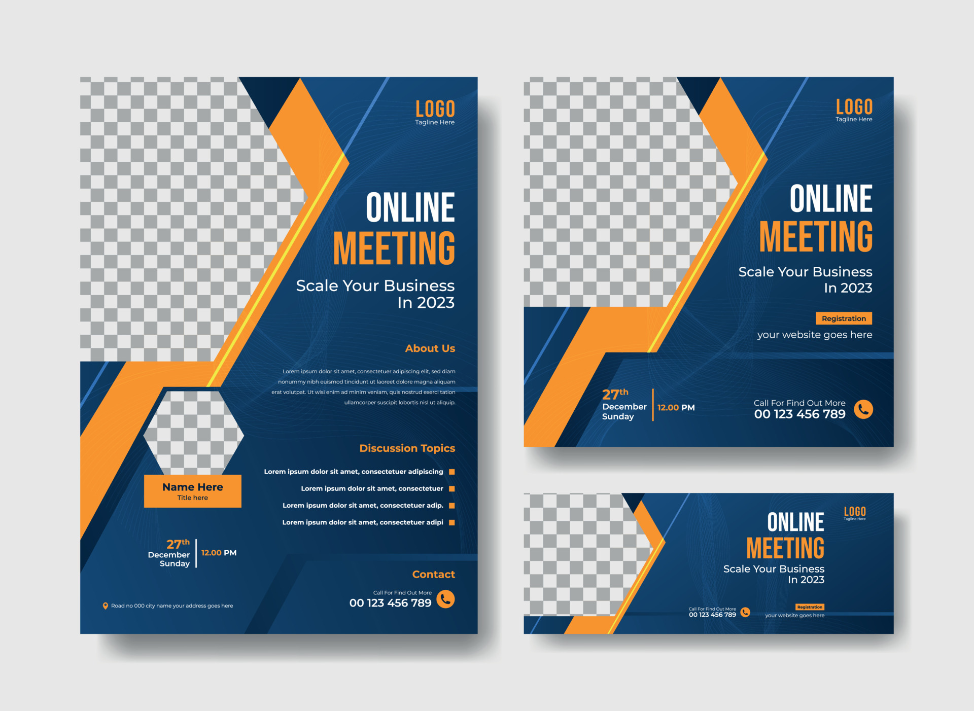 Business webinar flyer template social media post and facebook cover