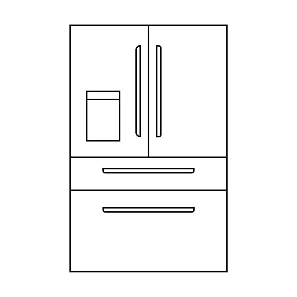 Simple refrigerator in a line style. Vector kitchen element isolated on a white background