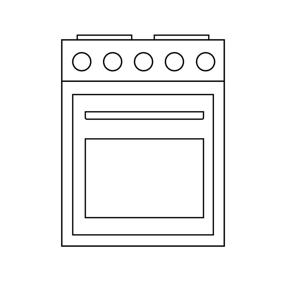 Simple gas electric stove icon in a line style. Vector kitchen element isolated on a white background