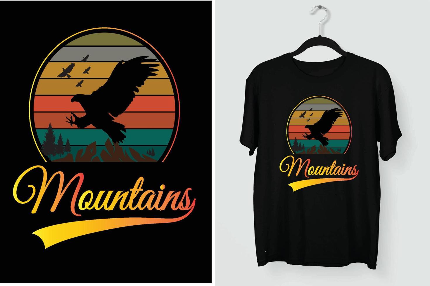 diseño de camiseta de pájaro de montaña vector