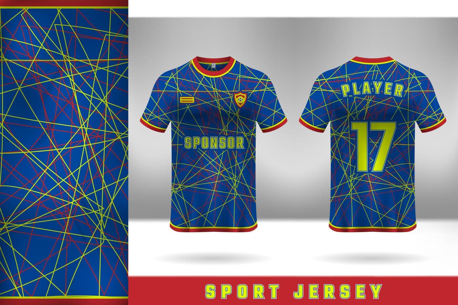 Red, yellow and blue jersey template designs for sports uniforms vector