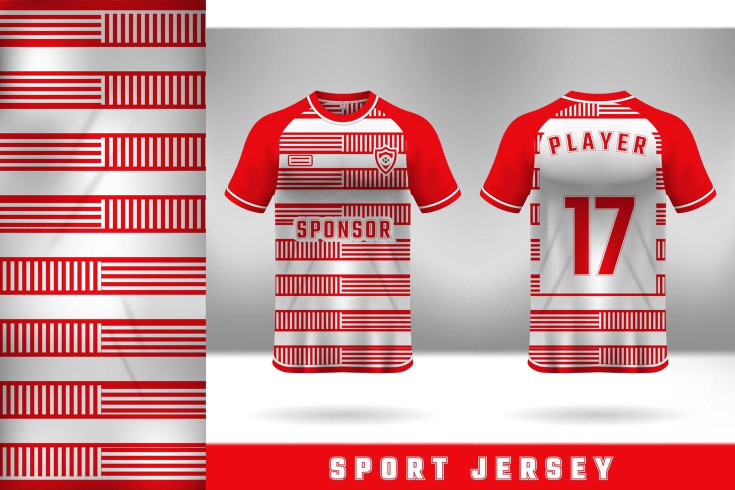 Red white jersey template design for sports uniform vector