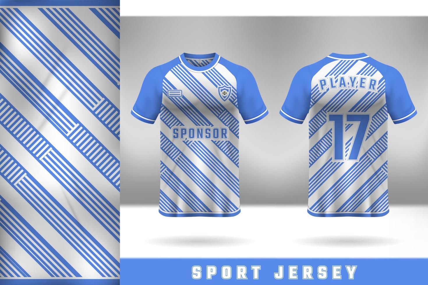 diseño de plantilla de jersey azul claro y blanco para uniformes deportivos vector