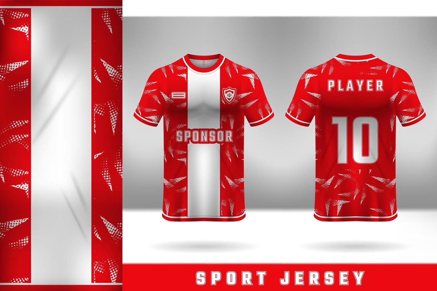 Red white jersey template design for sports uniform vector