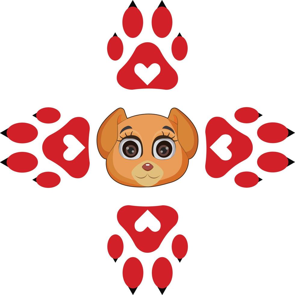 around shape and puppy cute cartoon vector