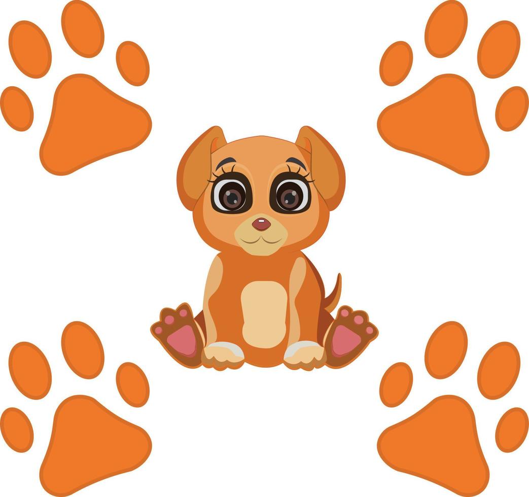 Cute cartoon puppy. Funny dog. Vector illustration for kids.