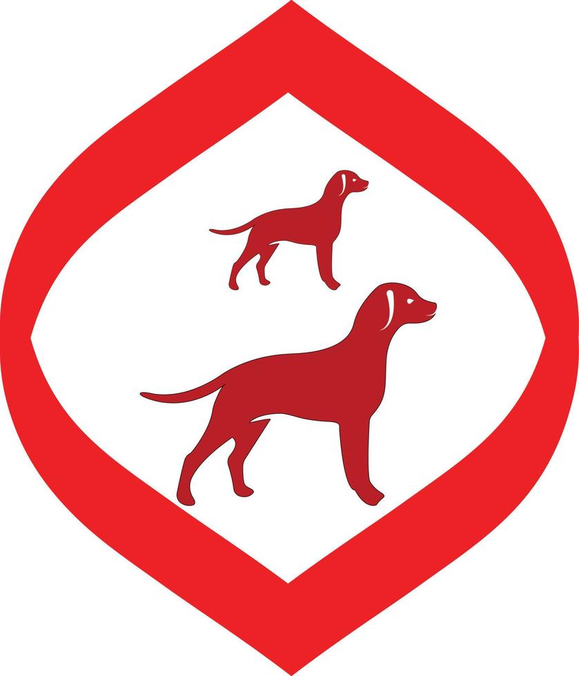 silueta roja vectorial de un perro aislado en un fondo blanco. vector