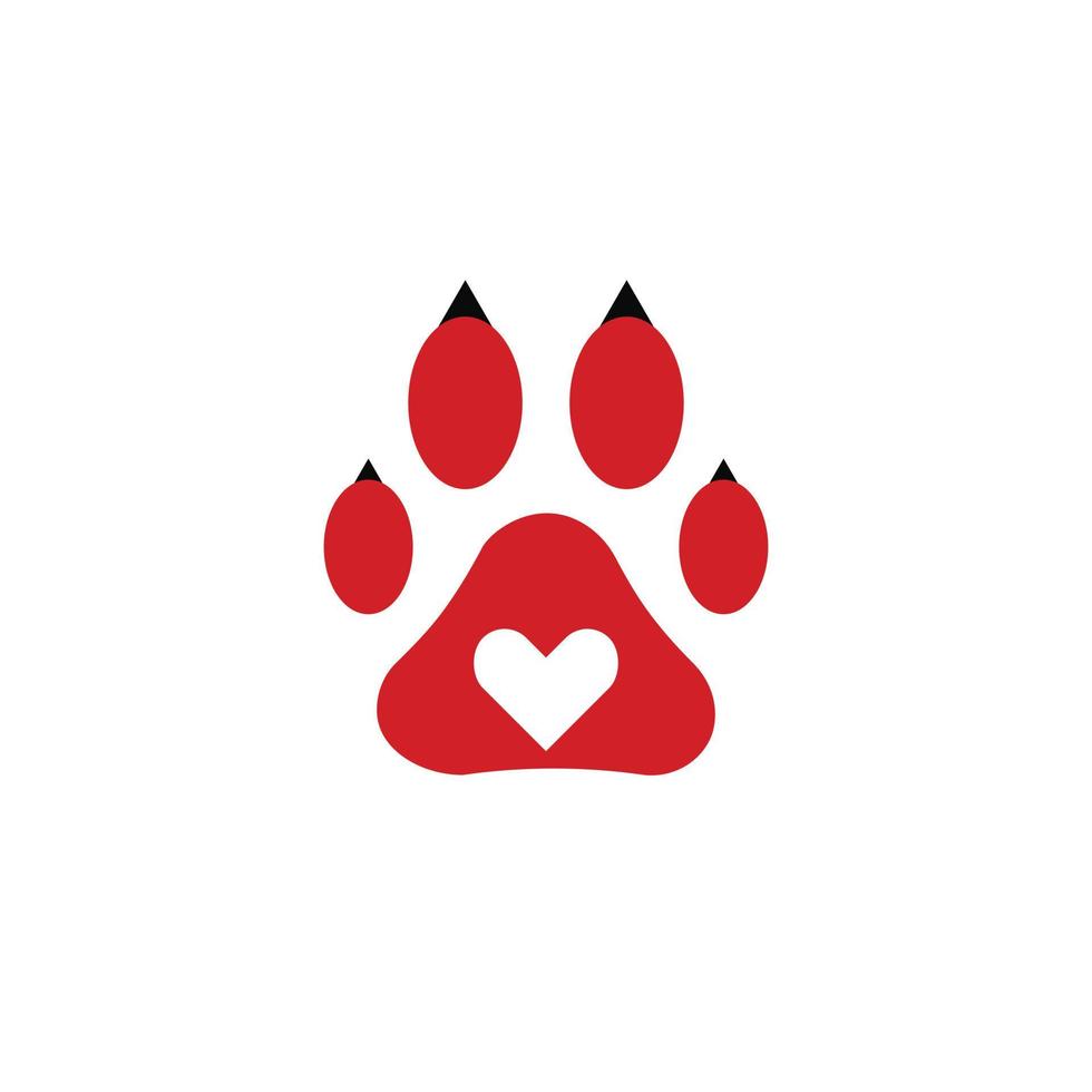 Animal love symbol, pet paw print with hand drawn heart vector