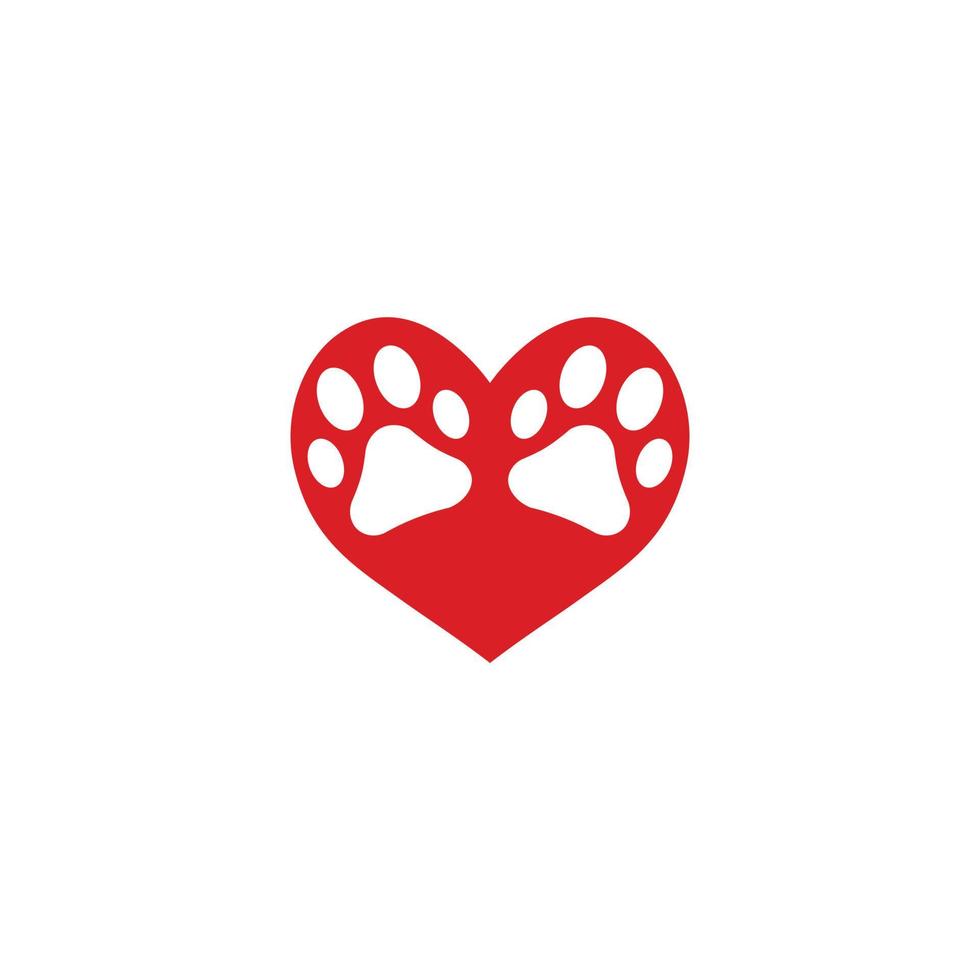 amor de pata de perro con un marco en forma de corazón de pistas y senderos para perros. corazón de amor de perro o gato con linda ilustración de vector de impresión de pata.