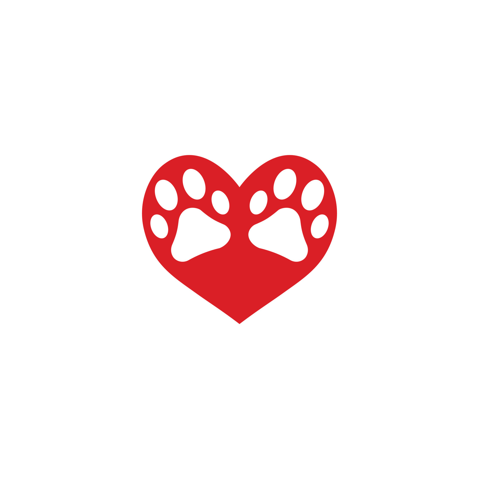 Dog Paw Love with a heartshaped frame of dog tracks and trails. Dog or