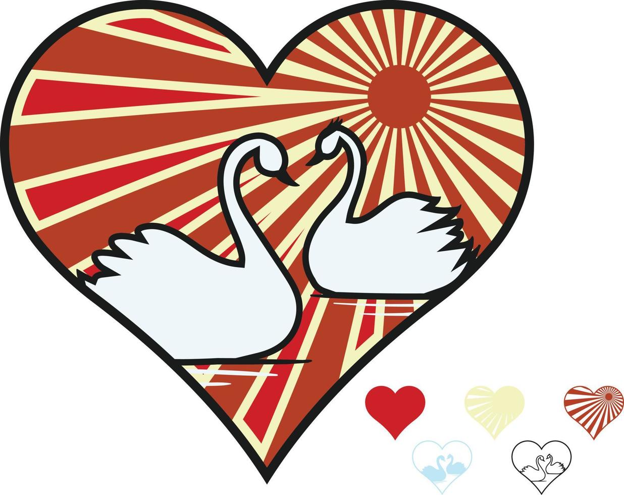 cisnes en el corazón, archivo cortado con láser vector