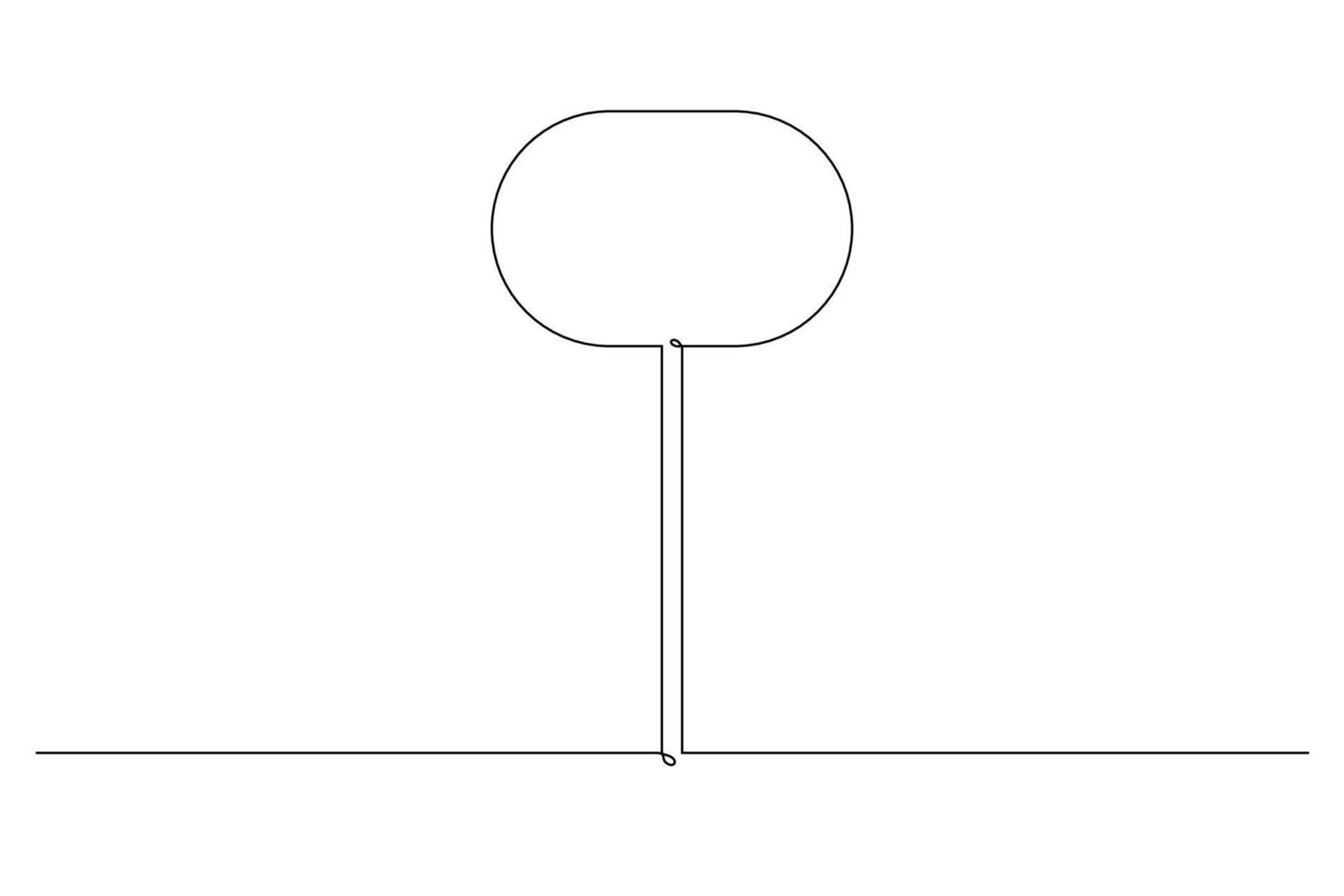 Single continuous line drawing template of square road sign. One line draw vector illustration.