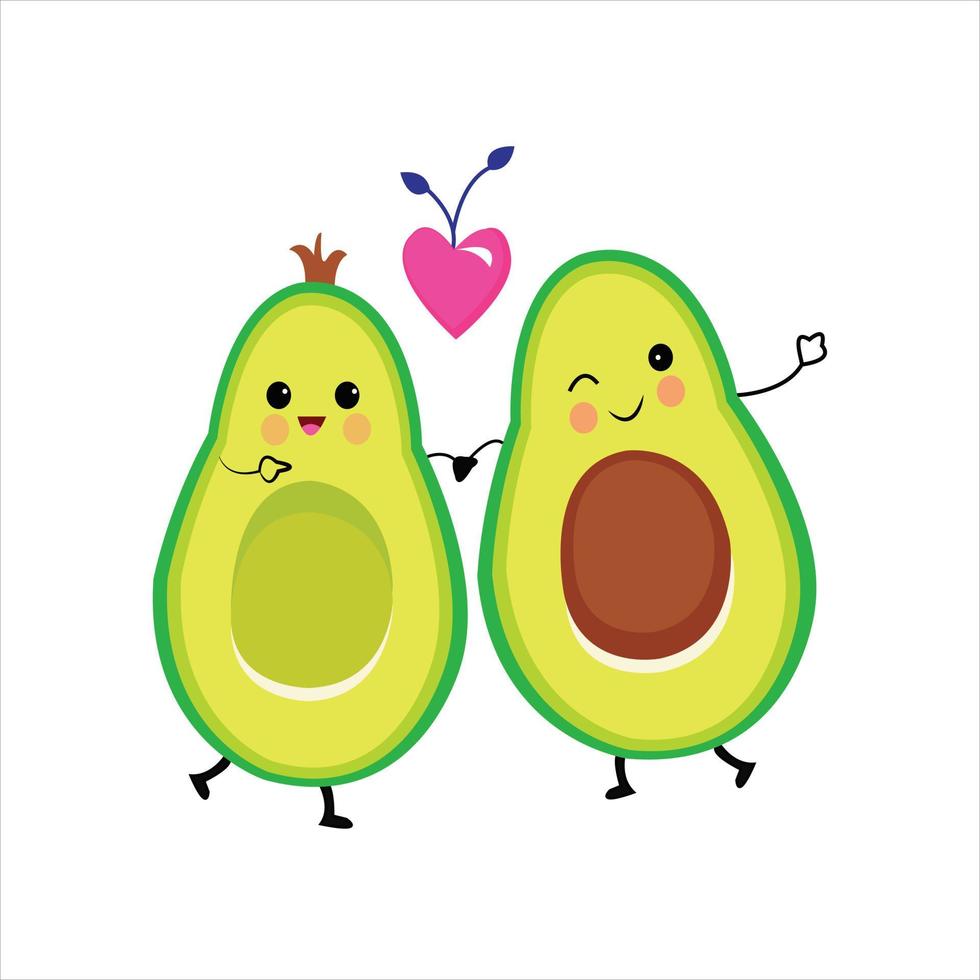 Vector half avocado healthy food diet fruit organic vegetable vector hand drawn cartoon art