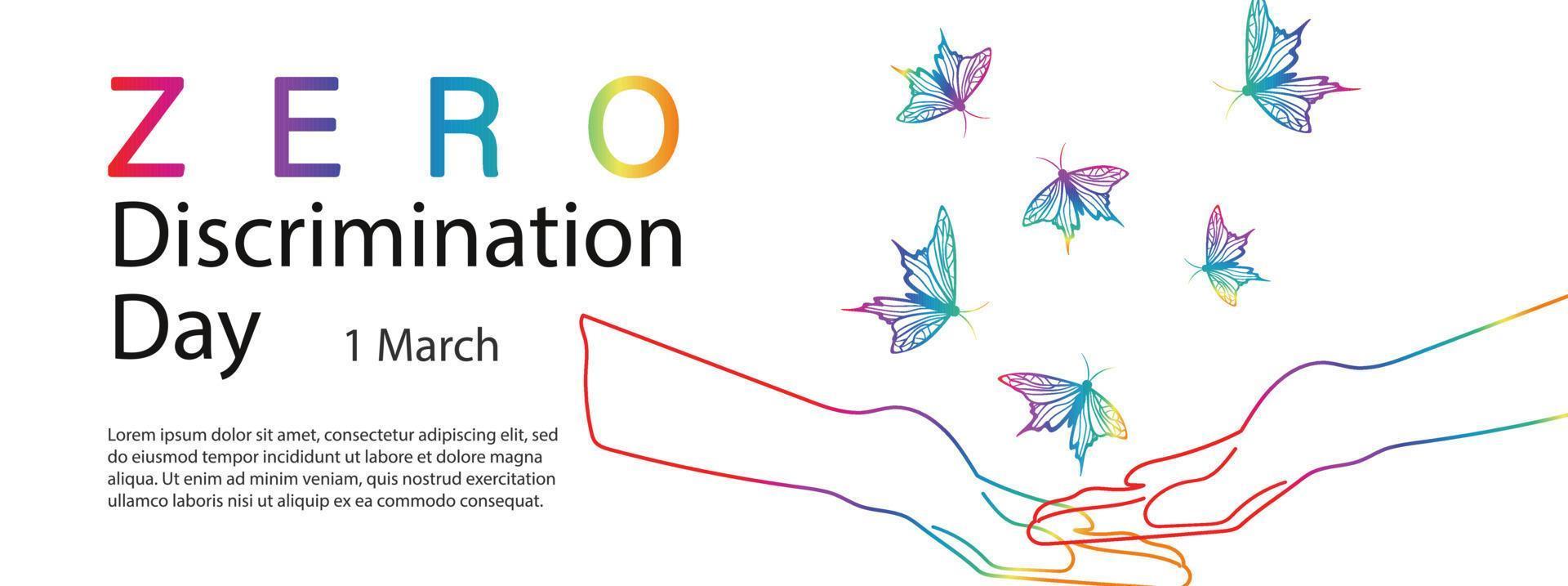 Zero Discrimination day horizontal background vector illustration