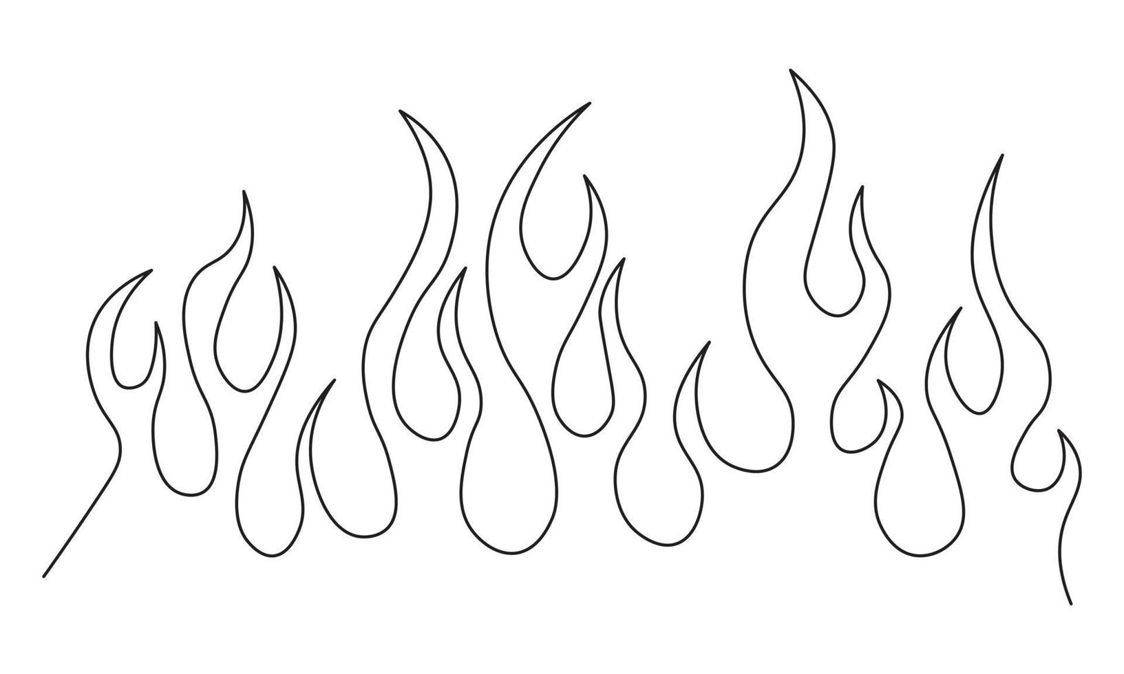 Minimalist silhouette of flame. One line drawing. Design template