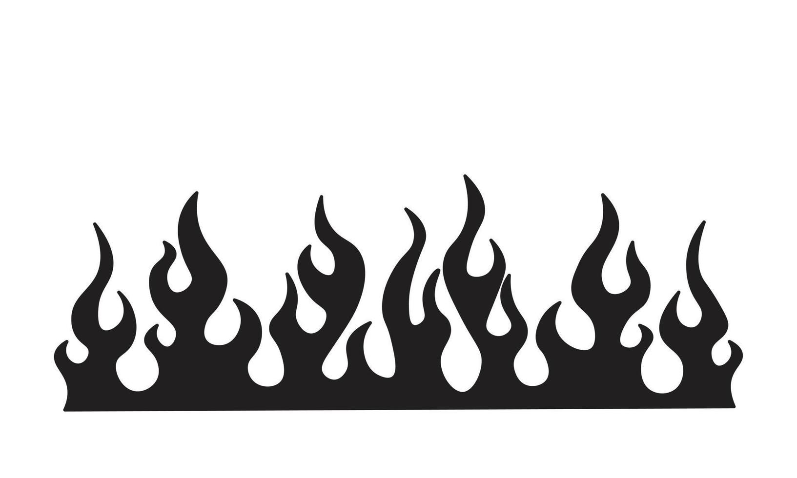 Minimalist silhouette of flame.  Fire black isolated template logo on white background. Design template vector