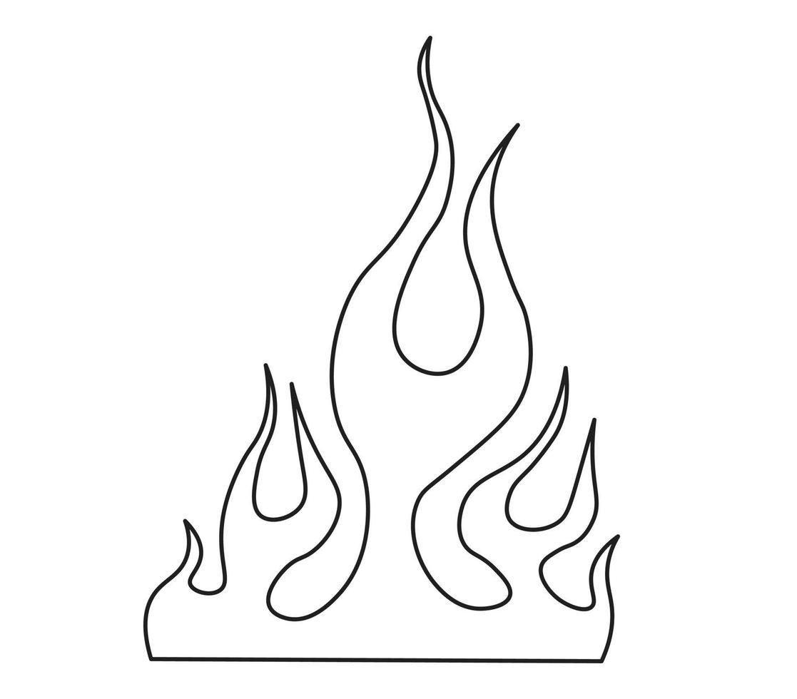 Minimalist silhouette of flame. One line drawing.  Design template vector