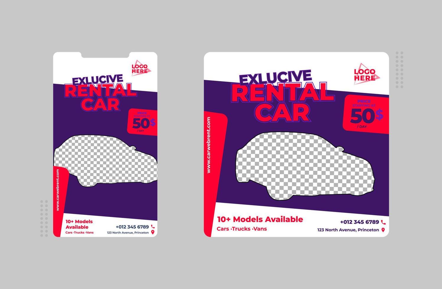 Editable banner template with Story, Car rental banner vector