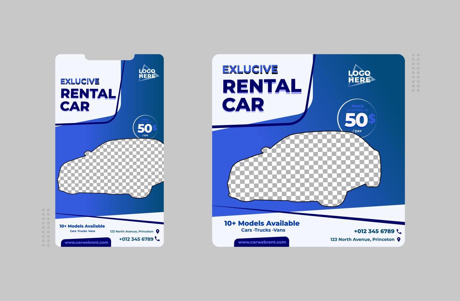 Editable banner template with Story, Car rental banner vector