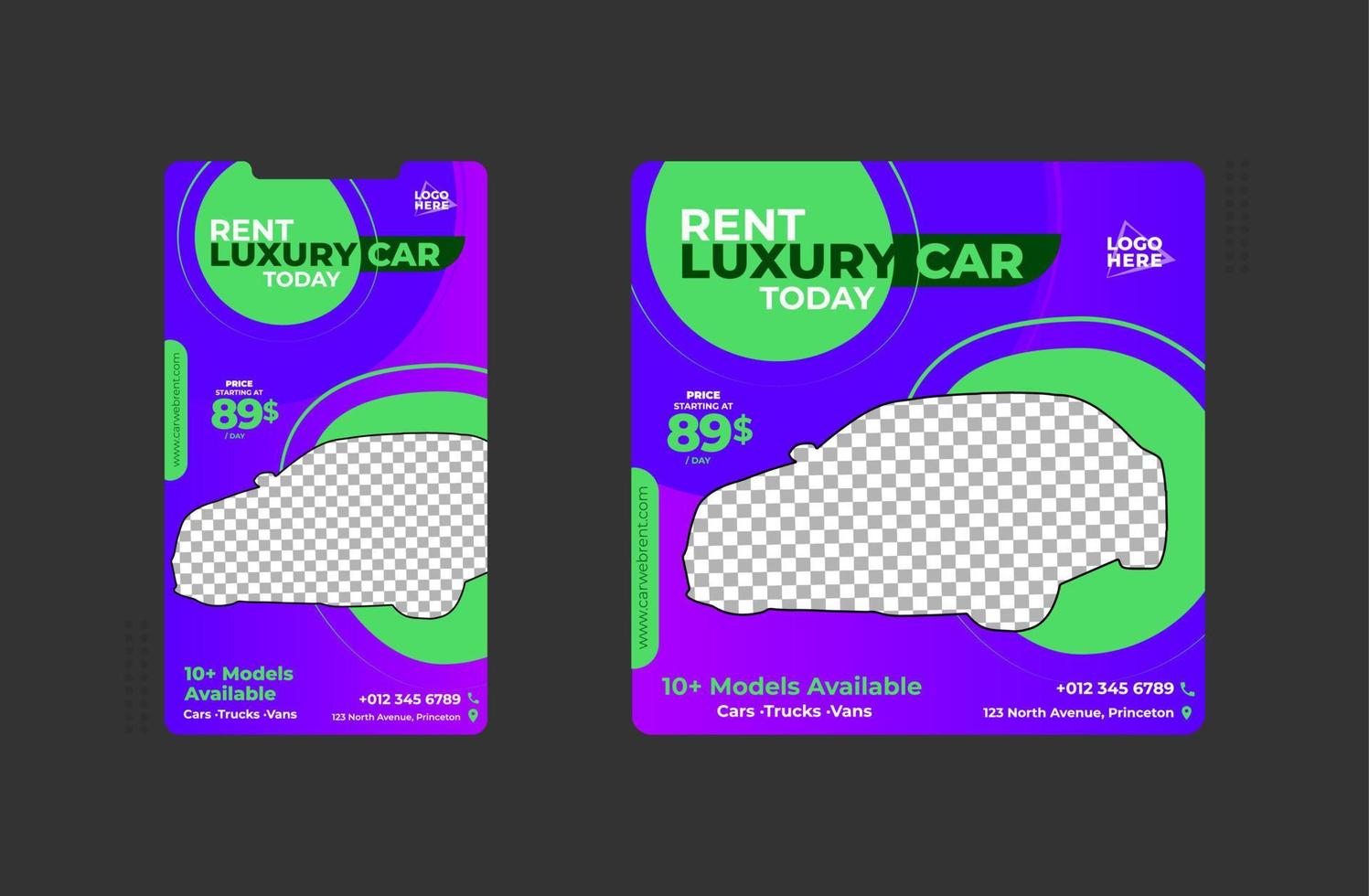Editable banner template with Story, Car rental banner vector