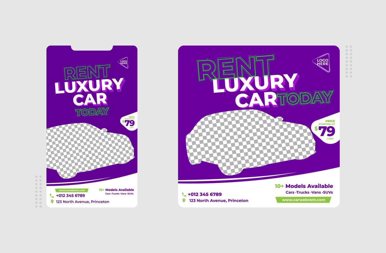 Editable banner template with Story, Car rental banner vector