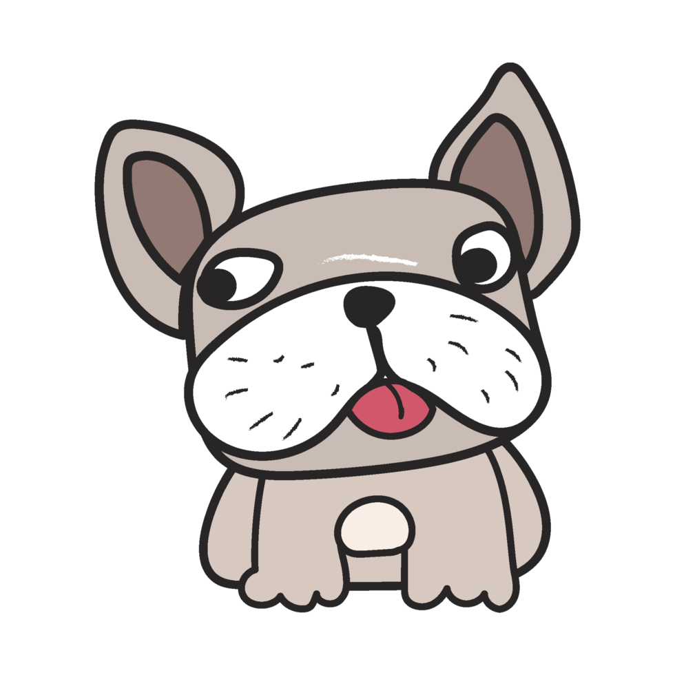 Cute French bulldog cartoon isolated png