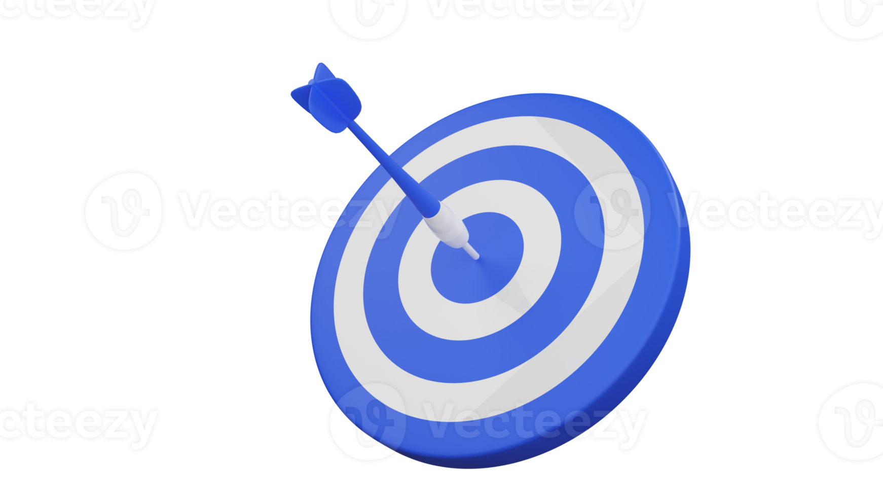 3D-Darstellung des Pfeils traf die Mitte des Ziels. Geschäftszielerreichungskonzept png