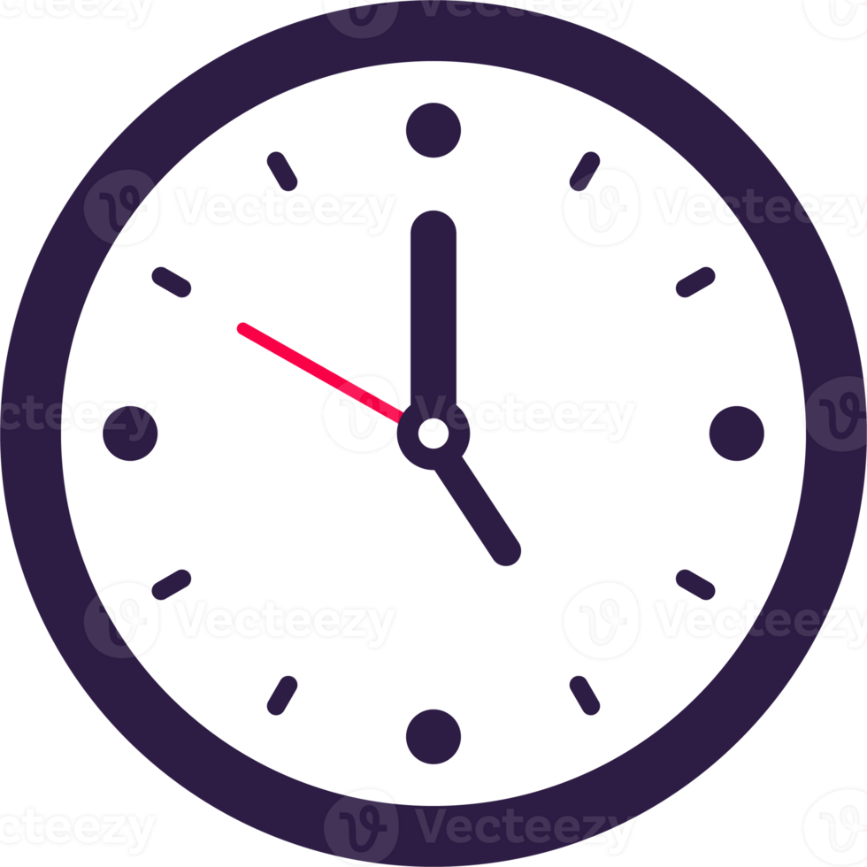 icono de reloj en estilo de diseño plano. ilustración de signos de tiempo analógico. png