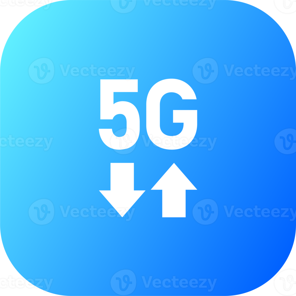 Fifth generation wireless internet icon in square gradient colors. 5G signs illustration. png