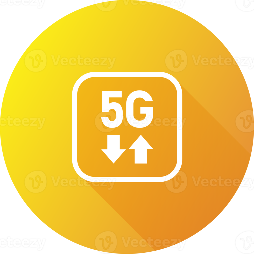 ícone de internet sem fio de quinta geração em estilo de design plano. ilustração de sinais 5g. png